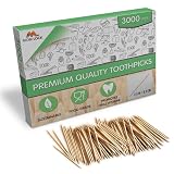 3000 Piezas Palillos de Bambú - Palillos de Madera con Doble Punta - Para Higiene Personal, Brochetas de Aperitivo, Cóctel, o Artes y Manualidades - por Mobi Lock