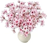 Luabue 6pcs Flores de Cerezo Artificiales Ramo Flor de Cerezo Artificial | Decoracion Flores Artificiales Seda Cerezo Arreglos Florales para Boda Fiesta Hogar Jarron Mesa Balcon Jardinera