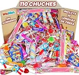 Mega Box 110 Chuches Relleno de Piñata Sin Ningún Alérgeno, Golosinas y Caramelos - Perfecto Para Cumpleaños, Fiestas, Navidad, Halloween. Sin Gluten y Sin Leche. Incluye Lenguas de Fresa.